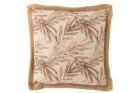 J-Line cushion Leaf - polyester - beige