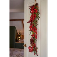 Randell Druppelvormige Kerstslinger - L110 x B18 x H10 cm - Rood