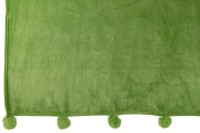 J-Line Plaid Pompom - polyester - grasgroen - 170 x 130 cm