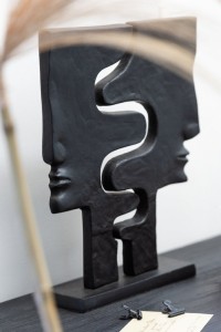 J-Line Figure Faces On Aluminum Base