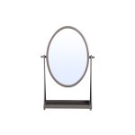 Francess Brown Round Iron Table Mirror Flower High