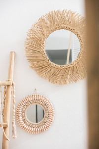 J-Line mirror Braid - rattan - natural