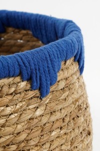 Jorck Plant Basket - Set of 3 - H24 x Ø26 cm - Seagrass - Blue, Brown