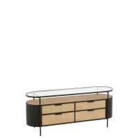 J-Line Kast Ivy Ijzer Naturel/Zwart