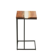 J-Line bijzettafel Vierkant - hout/epoxyhars - naturel/wit