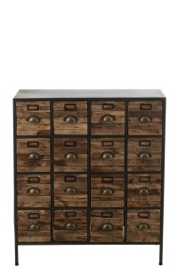 J-Line Cabinet 16 Sliding Wood/Metal Brown