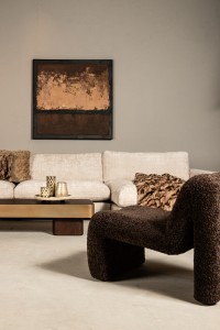 Warren Coffee Table 180x45x31 Brown Wood Gold Mtl