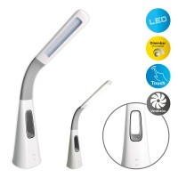 LED table light "Ventu" with fan, with touch, dimmable, made of white plastic, firmly built-in LEDs, 40 cm high