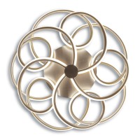 LED ceiling lamp "Rizado" Ø: 57cm made of metal in satin nickel and plastic, with firmly built-in LEDs, lighting for living rooms and office.