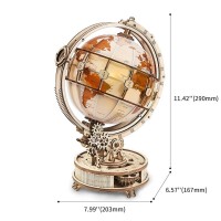 Wooden Puzzle 3D Globe incl. lighting, Robotime, ST003, 16.7x20.3x29.3cm