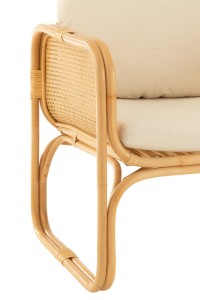 J-Line armchair + cushion - rattan/textile - natural/white