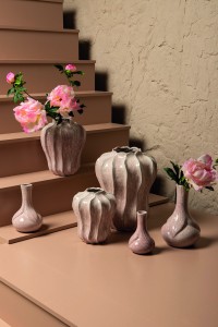 Hailey Pink Ceramic Round Vase Narrowed Top L