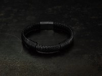 Black braided leather bracelet RCB04