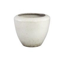 Kyleigh Beige Round Ceramic Pot Smooth Low XL