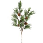 Twig Plant Green Long Needle Pin Spray With Cones