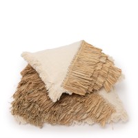 De Raffia Katoenen Kussenhoes - Naturel Wit - 60x60