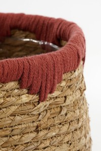 Jorck Plant Basket - Set of 3 - H24 x Ø26 cm - Seagrass - Red, Brown