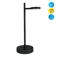 LED cordless table light "Lupa", 45 cm high, made of painted aluminum (black) and white plastic, LED integrated, dimmable, touch sensor.