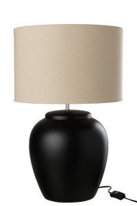 J-Line lamp Meli + Shade - ceramic/linen - black - large