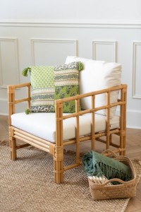 J-Line armchair Elise + Kcushion - rattan/textile - natural/white