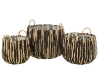 J-Line Set of 3 Basket Maste Corn/Iron Black/Natural