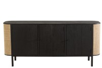J-Line Molly Rattan cabinet - 3 doors - wood - black