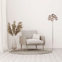 Stehleuchte "ORION" smoky, ca. 165 cm hoch, aus chromfarbenem, rostfreiem Stahl und Rauchglas, G9-Sockel, Beleuchtung für Wohnzimmer, Esszimmer oder Büro.