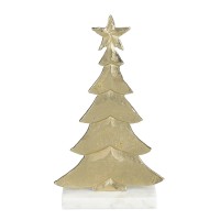 Decoratie Kerstboom - L18 x B7 x H32 cm - Aluminium, Marmer - Champagne