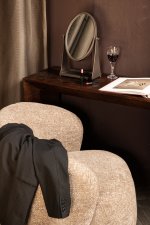 Francess Brown Round Iron Table Mirror Flower High