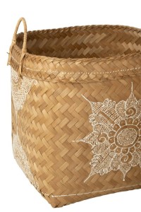 J-Line basket Drawing - bamboo - white/natural - 3 pieces