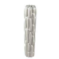 Seanis Grey Round Ceramic Vase Block Pattern M