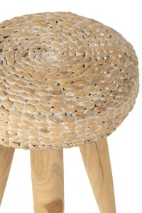 J-Line stool Round - wood/water hyacinth - natural