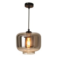 Pendant lamp "Vaso", retro, hanging lamp, metal and smoke glass in anthracite, E27 socket, for dining room, living room, hallway or office, with an Øvon 25 cm