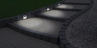 4 Set LED solar outer light, for outside, wall lamp-metal and plastic in steel-blank, with integrated LED