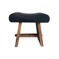 The Suar Stool with Leather - Natural Black