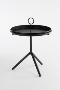 Aston Side Table with Removable Tray - H40 x Ø31 cm - Metal - Black