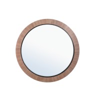 Tiess Natural Round Wooden Veneer Mirror Small