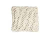 J-Line cushion Knitted Square Acrylic - polyester - white