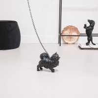 Ornament - Pomeranian Dog - Polyresin - Black - 23x10x18cm