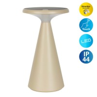 Solar battery table lamp "Palu" for outside and inside, made of plastic in beige, 20 cm high