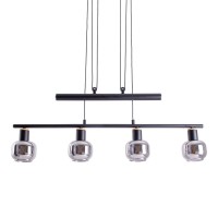 4 pendant lamp "fumoso", pendant lamp height adjustable made of metal and smoke glass in black, with E14 socket, for dining room, living room, hallway or office, 78 x 10 cm
