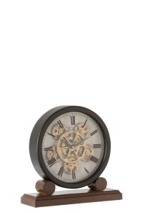 J-Line clock on foot - wood - gold/black - Ø 35 cm