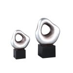 Dolcey Silver Poly Organic Shaped Statue On Base L