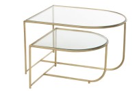 J-Line Set of 2 Tables Porte Metal/Glass Gold