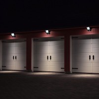 LED outer light "Radia" 30W with sensor, made of metal and glass in black, with integrated LED