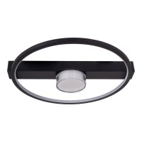 LED ceiling light "Cimo" made of black metal and plastic, 40 cm long, dimmable by wall switch