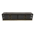 Riho Black Metal Cabinet Low Smoky Glass Doors
