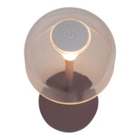 2-er Set LED battery table light "Gomba" for outside and inside, made of metal and plastic in blackberry, 18.5 cm high