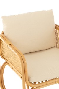 J-Line armchair + cushion - rattan/textile - natural/white