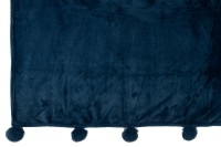 J-Line Plaid Pompom - polyester - blue - 170 x 130 cm